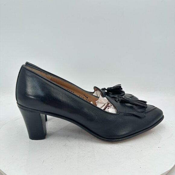 Gravati for Wilkes Bashford Women Size 8.5M Black Leather Tassel Heel shoes - Picture 4 of 12